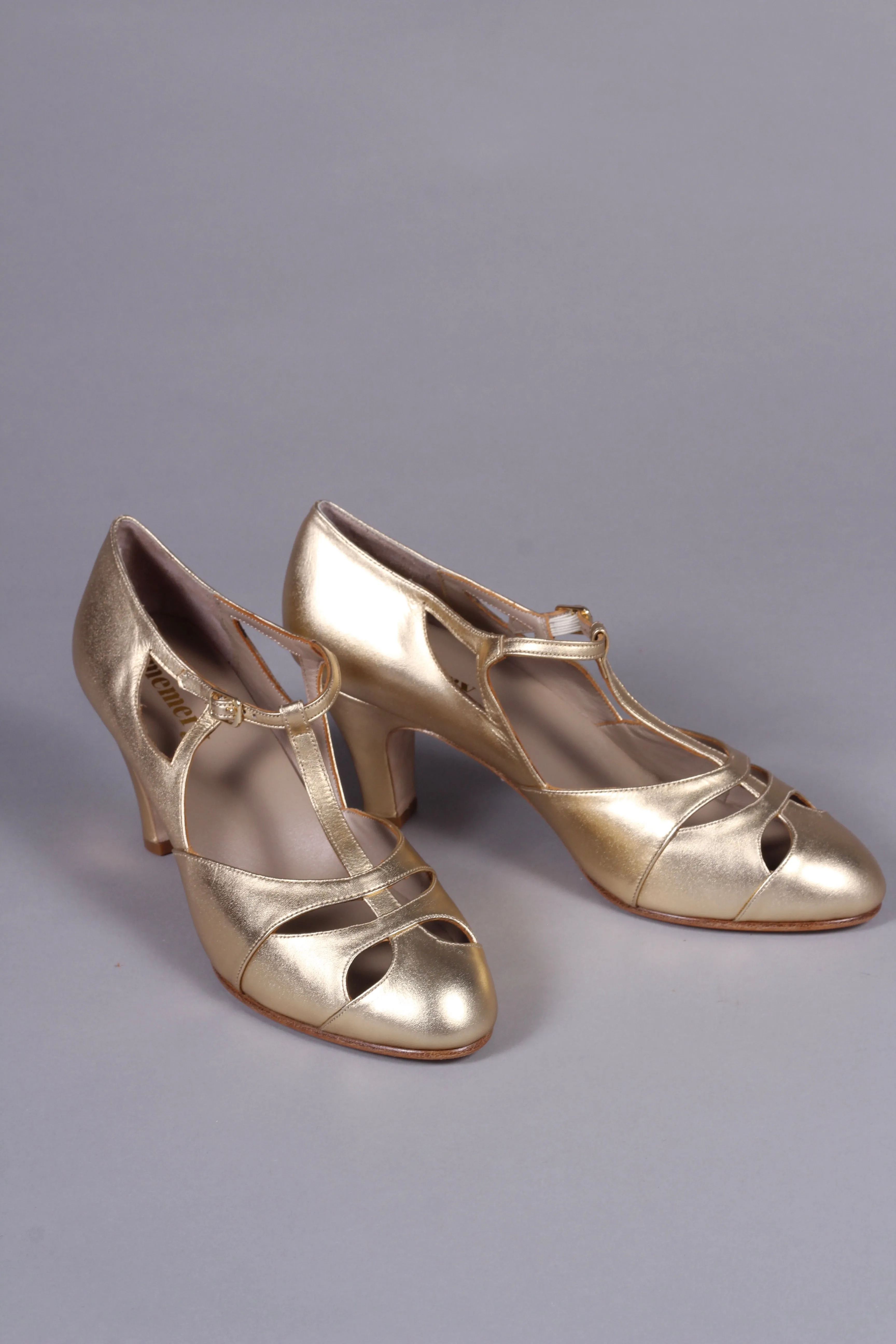 20s / 30s Art Deco inspired evening sandals - Gold - Helen