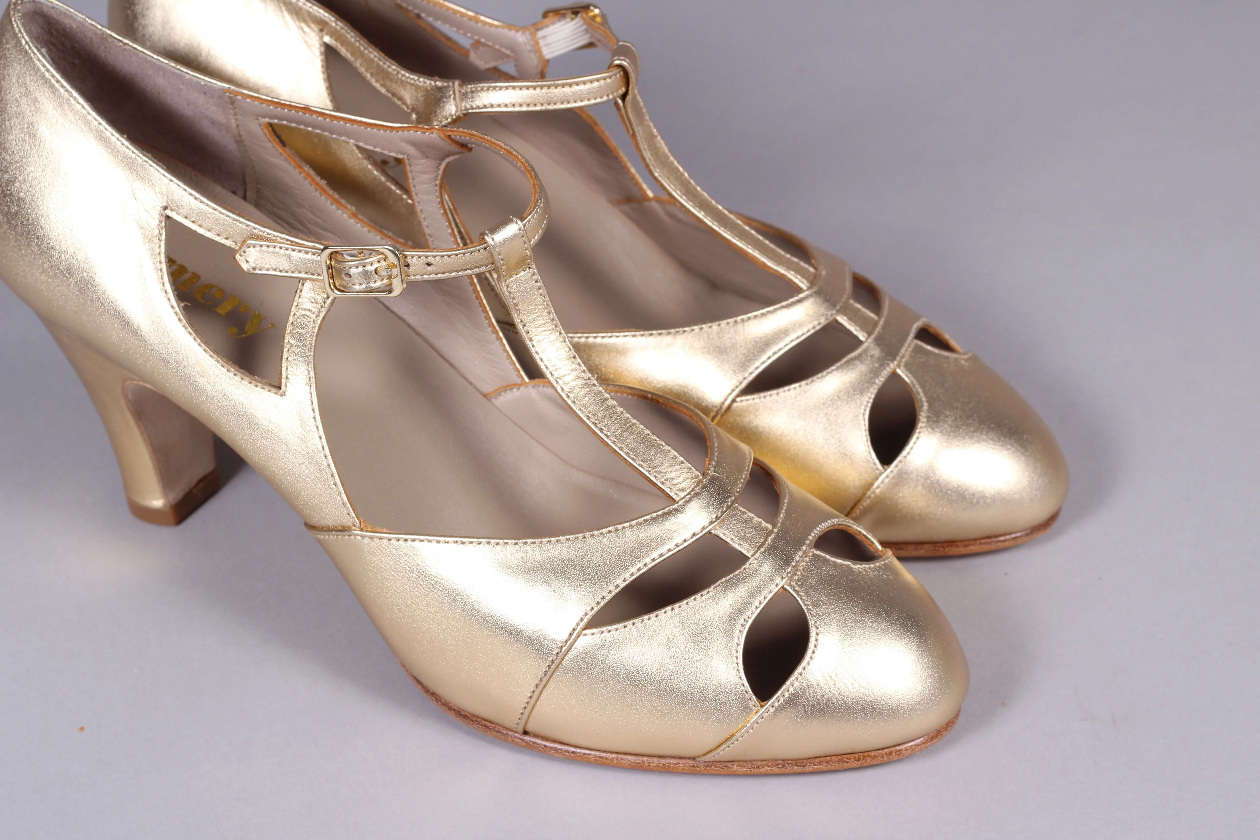 20s / 30s Art Deco inspired evening sandals - Gold - Helen