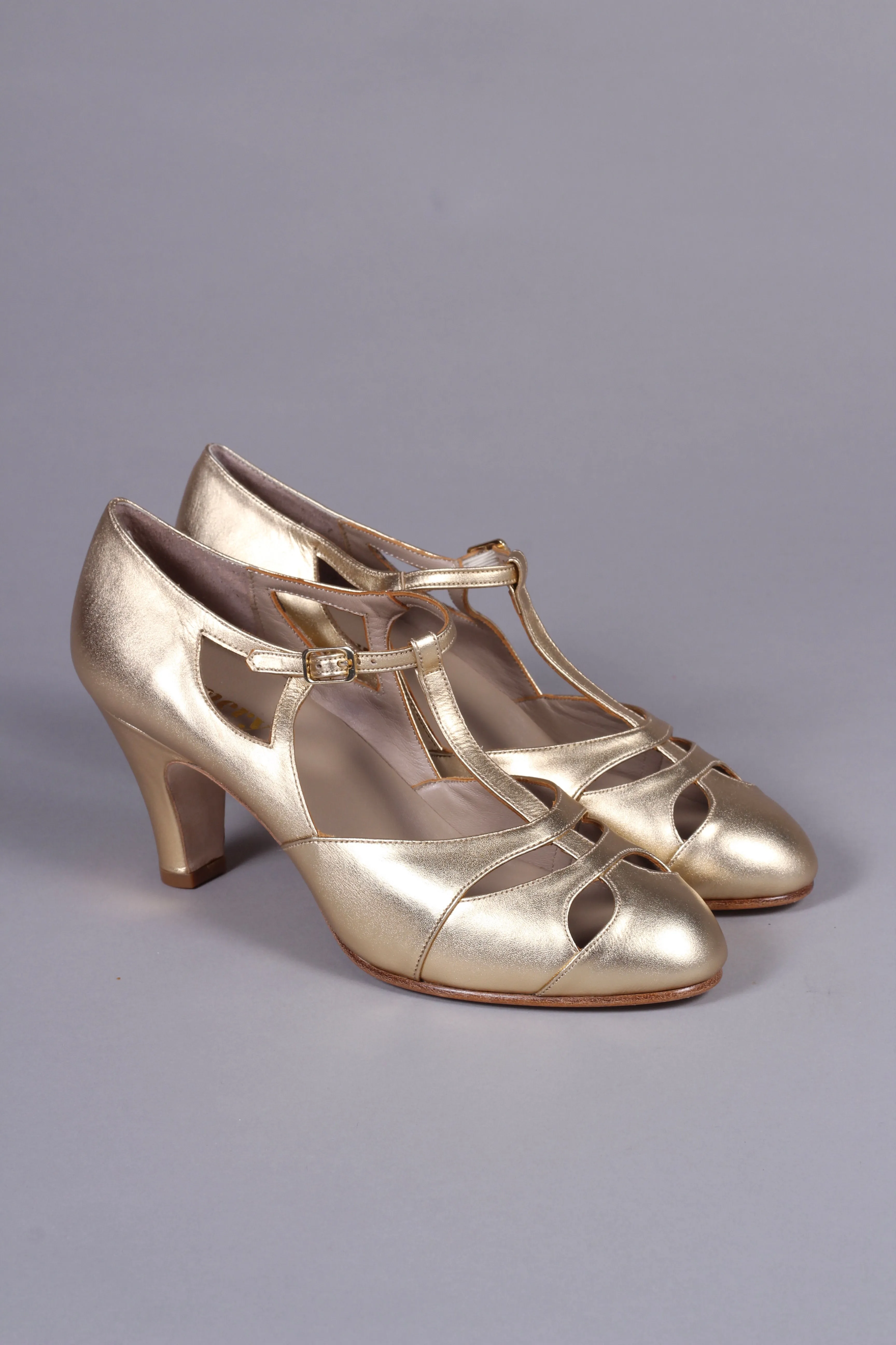 20s / 30s Art Deco inspired evening sandals - Gold - Helen