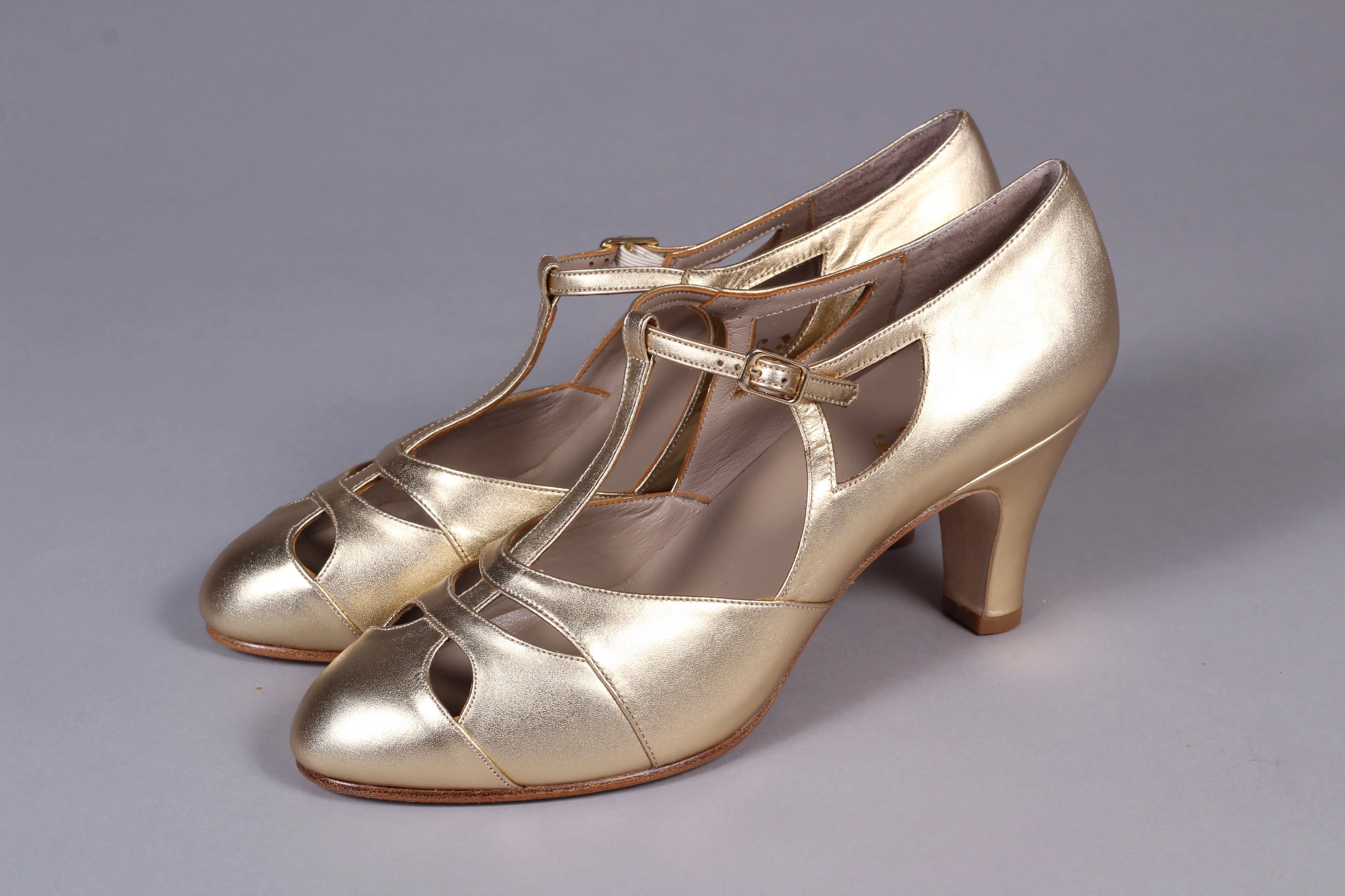 20s / 30s Art Deco inspired evening sandals - Gold - Helen