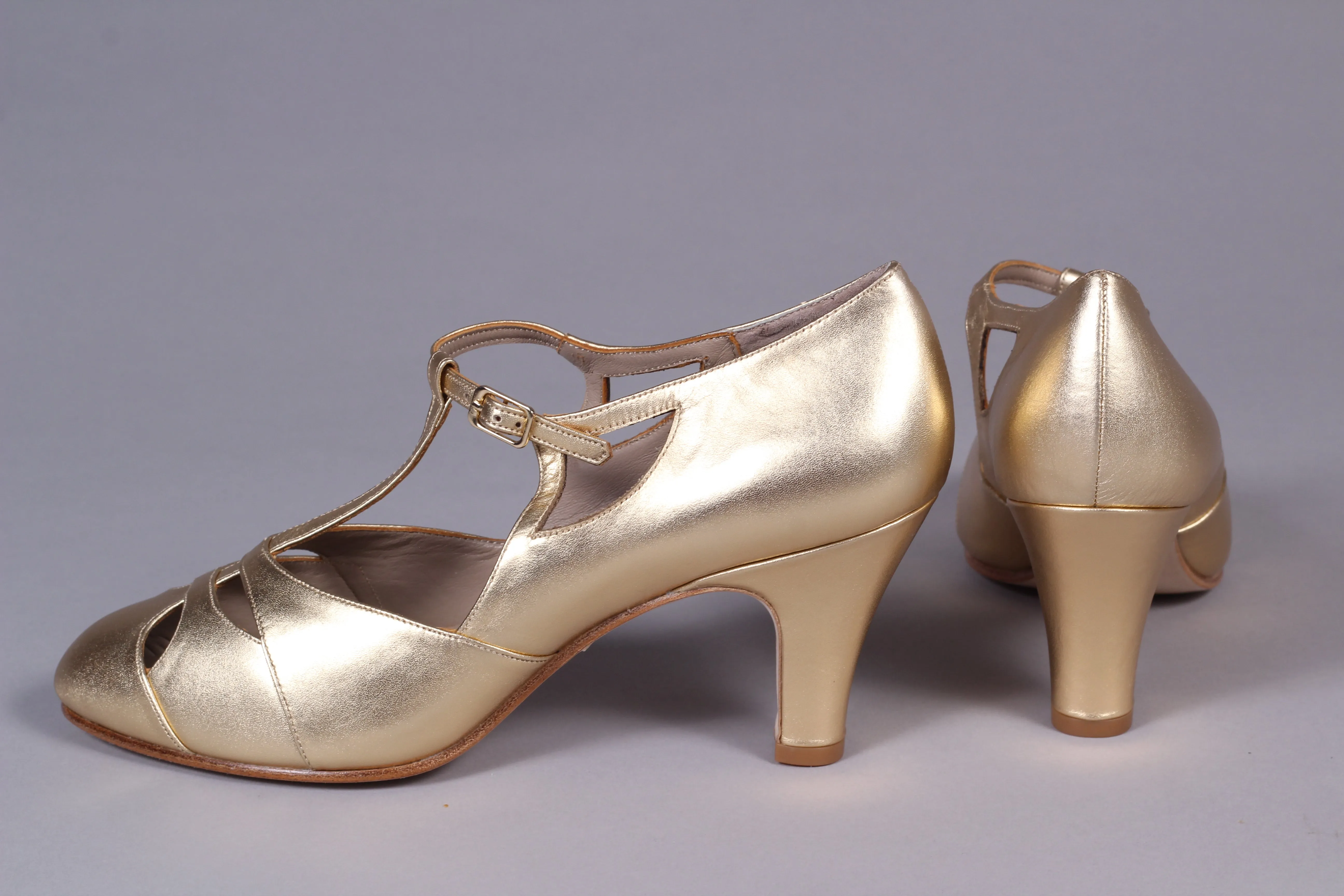 20s / 30s Art Deco inspired evening sandals - Gold - Helen
