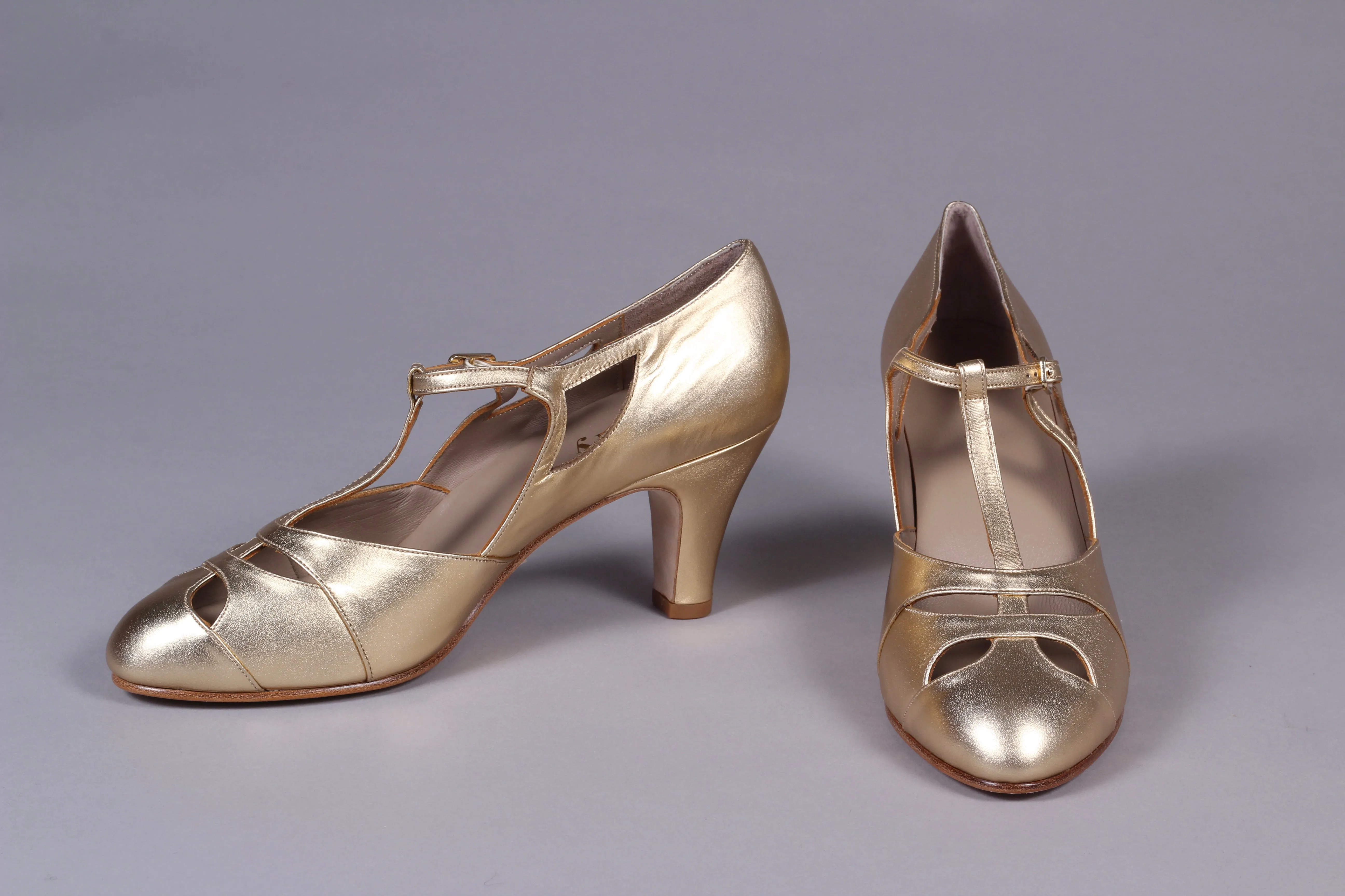 20s / 30s Art Deco inspired evening sandals - Gold - Helen