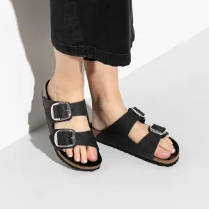 Birkenstock Arizona Big Buckle Oiled Leather Sandals - Black (Regular/Wide)