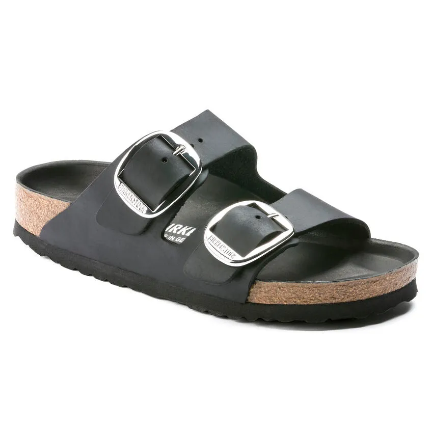Birkenstock Arizona Big Buckle Oiled Leather Sandals - Black (Regular/Wide)