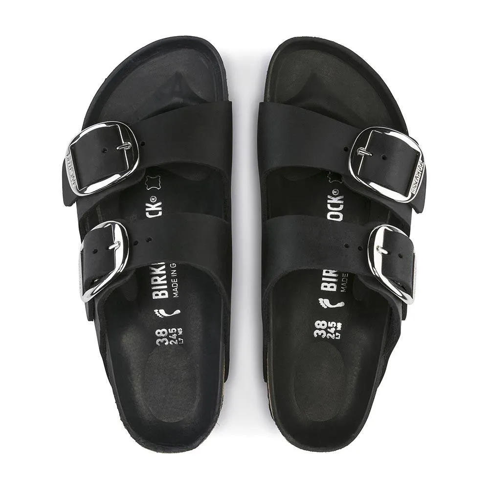 Birkenstock Arizona Big Buckle Oiled Leather Sandals - Regular - Black