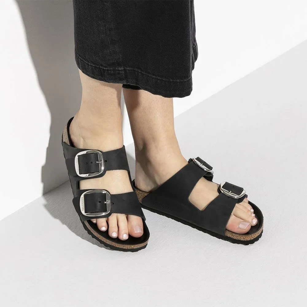 Birkenstock Arizona Big Buckle Oiled Leather Sandals - Regular - Black