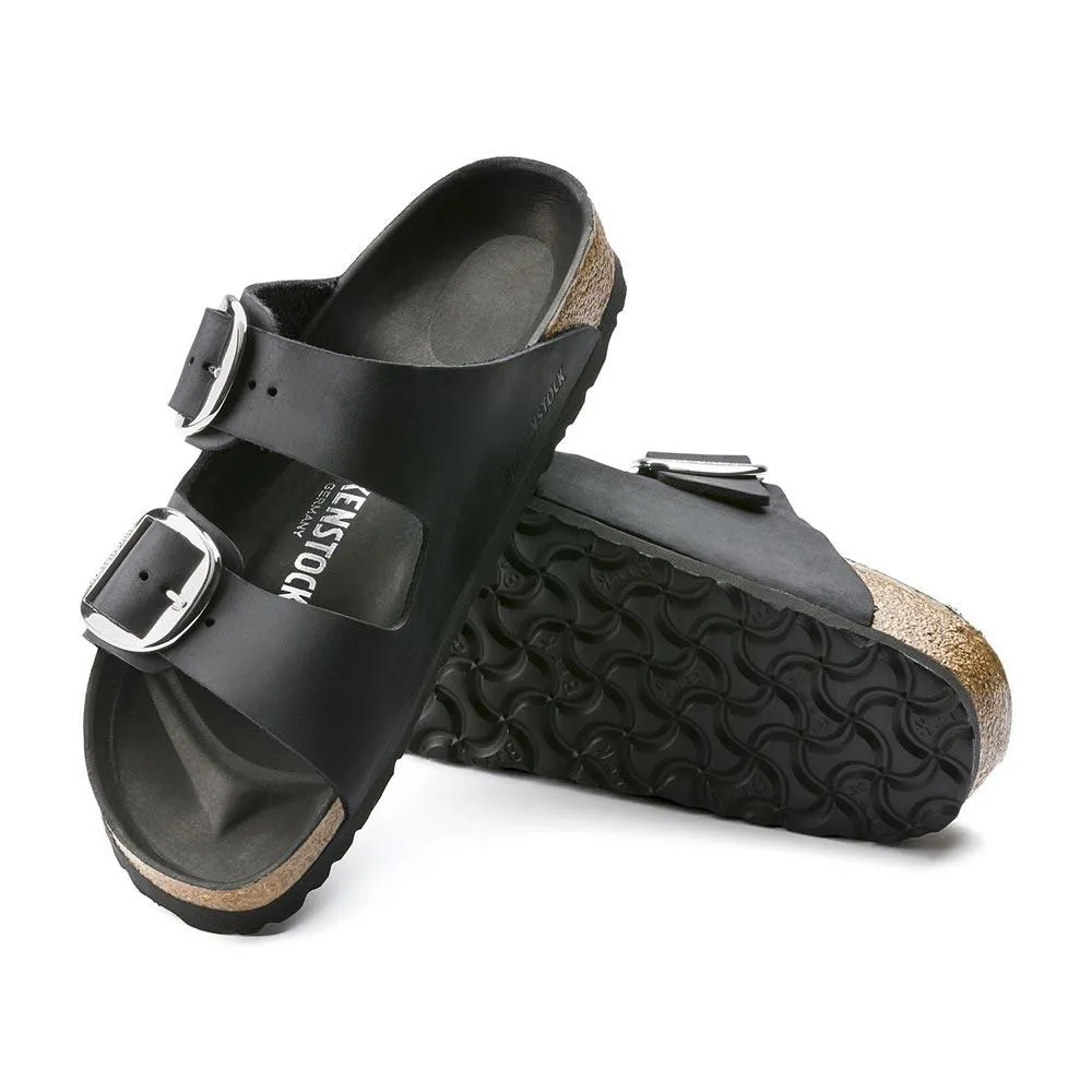 Birkenstock Arizona Big Buckle Oiled Leather Sandals - Regular - Black