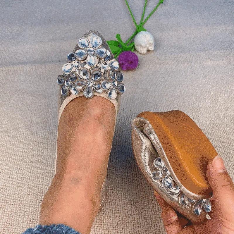 Cilool  Casual Comfort Dressy Flats For Wedding Bling Sparkly Bridal Shoes CF203
