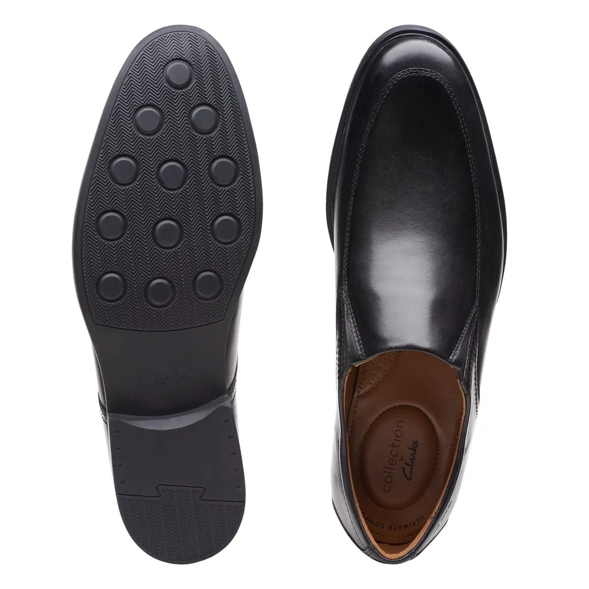 Clarks Men's Whiddon Step Loafers- Black Leather