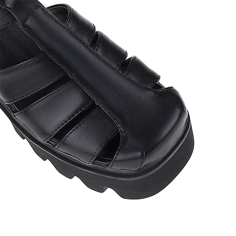 Cool Women's Platform Gladiator Sandals / Vintage High Heel Buckle Shoes