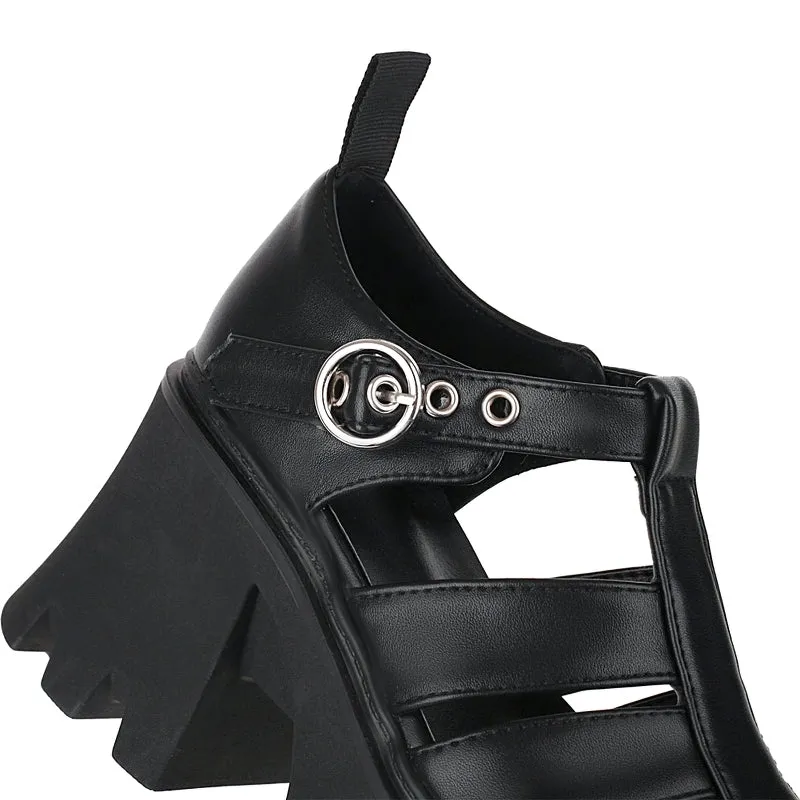Cool Women's Platform Gladiator Sandals / Vintage High Heel Buckle Shoes