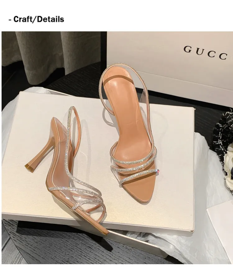 Elegant Lady's Rhinestone Stiletto Sandals for Spring/Summer 2023