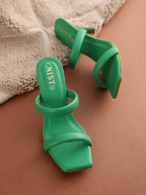 GNIST Green Quilted Strap Stilettos Heel