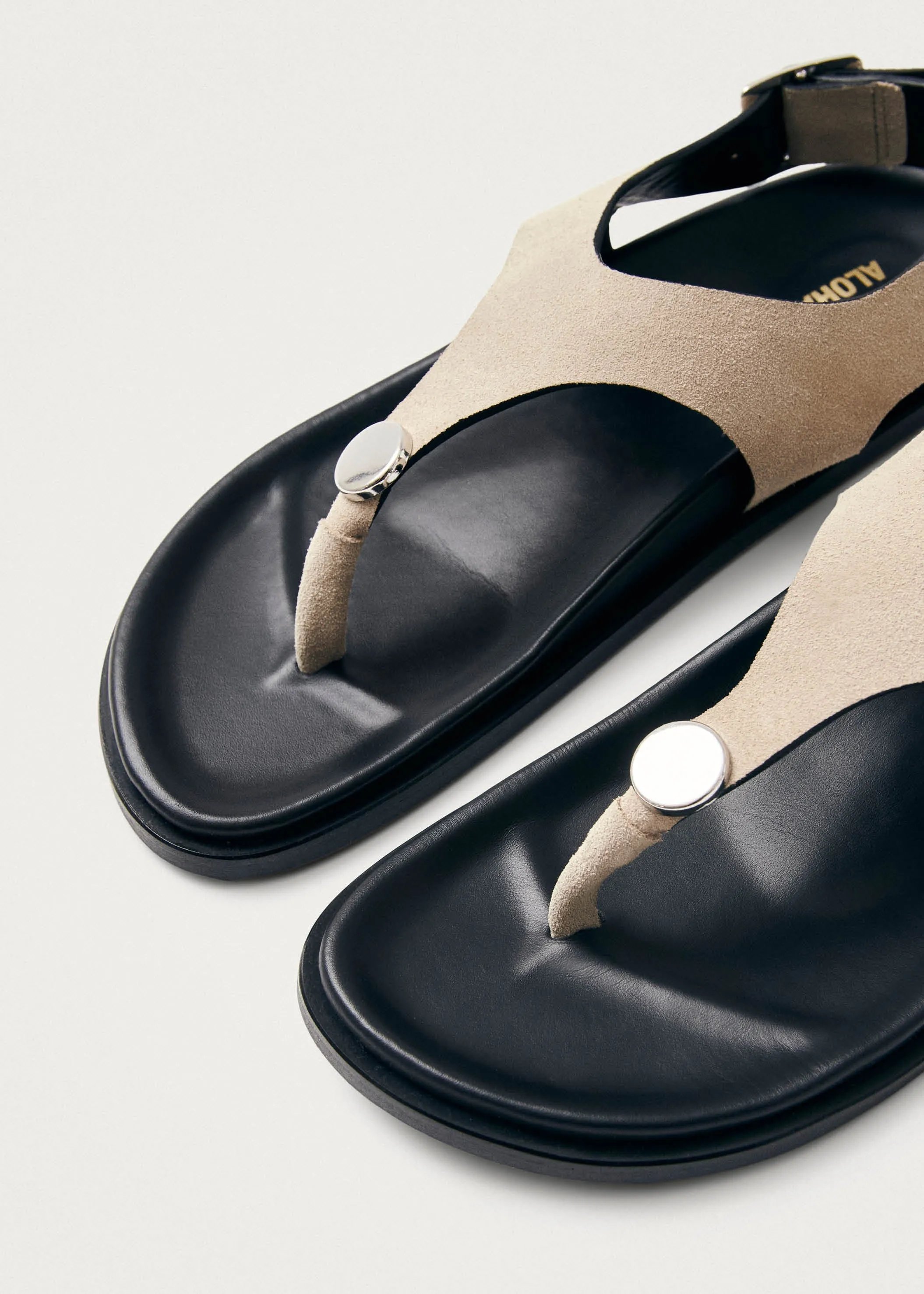 Harbor Suede Cream Leather Sandals