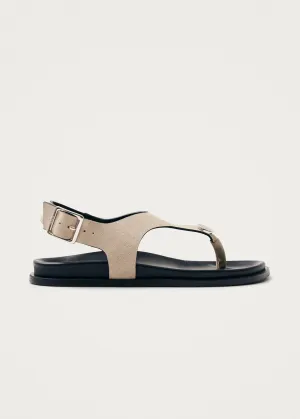 Harbor Suede Cream Leather Sandals
