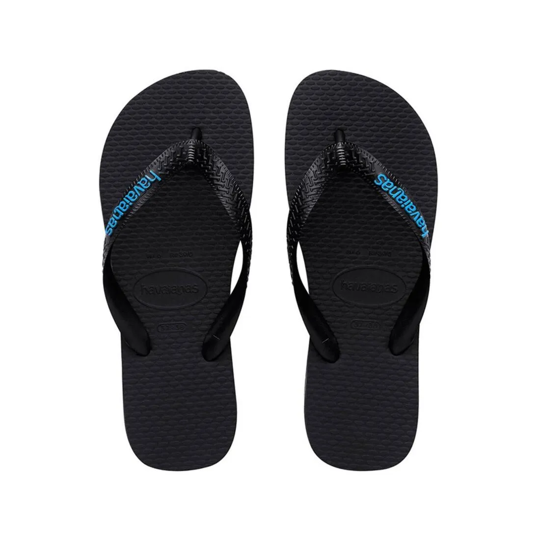 Havaianas Adult Flip Flops Rubber Logo - Black/Blue