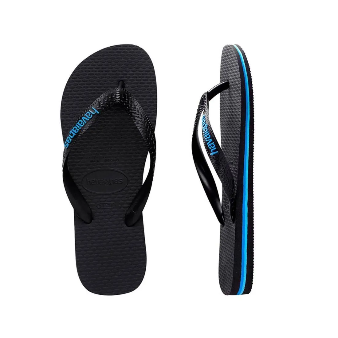 Havaianas Adult Flip Flops Rubber Logo - Black/Blue
