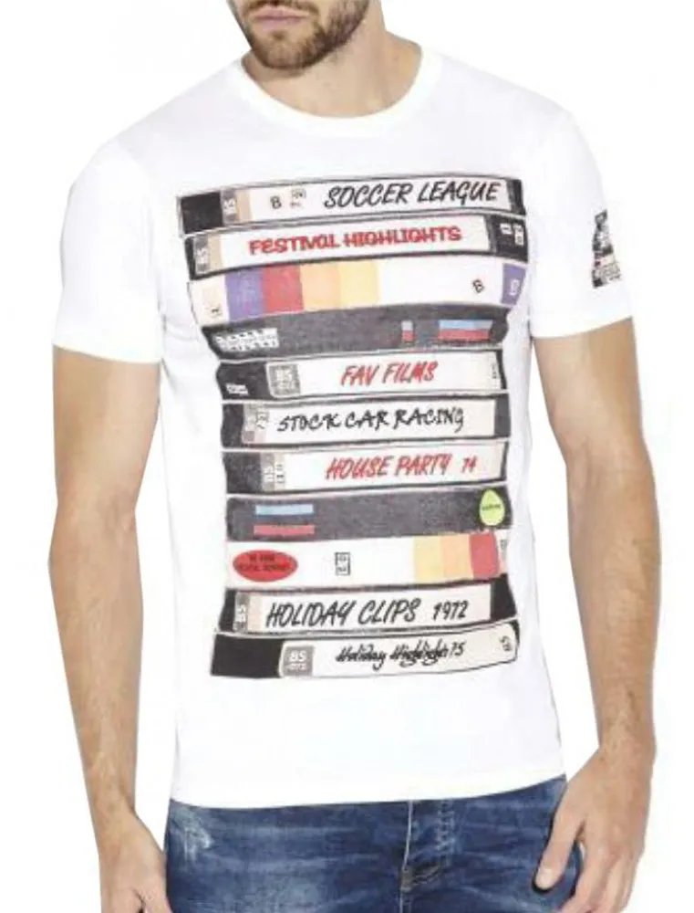Hollywood Graphic Print Crew Neck T-Shirt in White