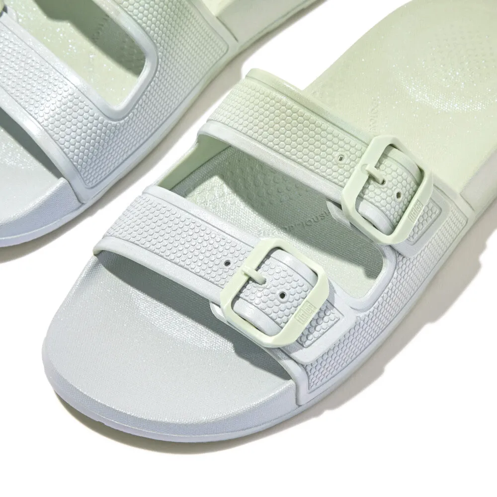 IQUSHION Iridescent Two-Bar Buckle Slides