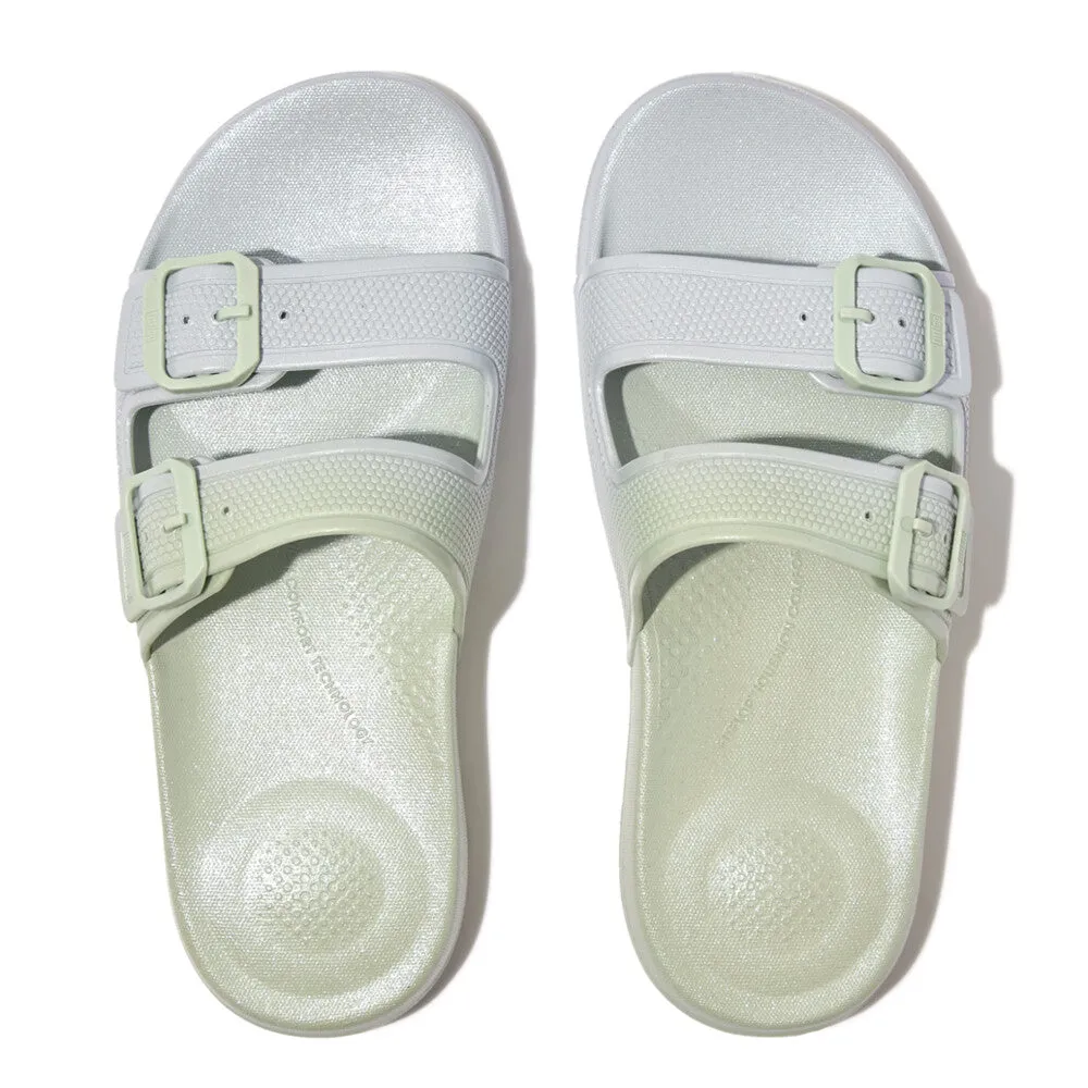 IQUSHION Iridescent Two-Bar Buckle Slides
