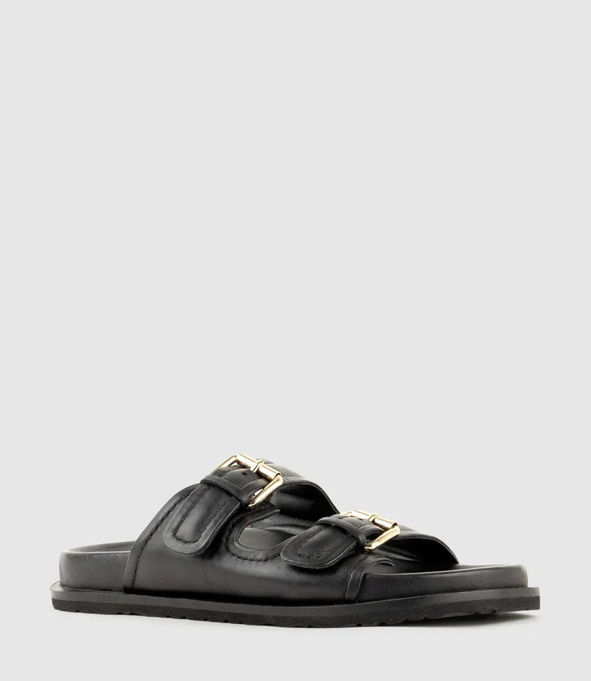 KALIN Two Strap Slide on Footbed in Black