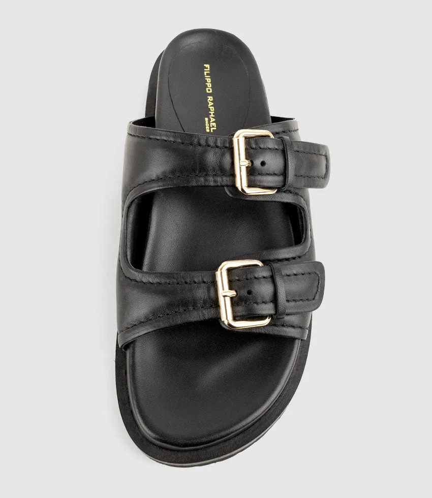 KALIN Two Strap Slide on Footbed in Black