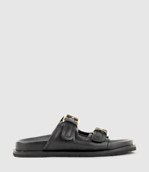 KALIN Two Strap Slide on Footbed in Black