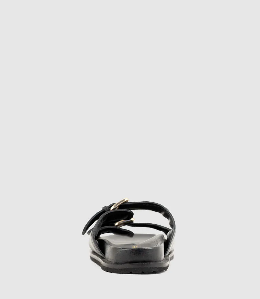 KALIN Two Strap Slide on Footbed in Black