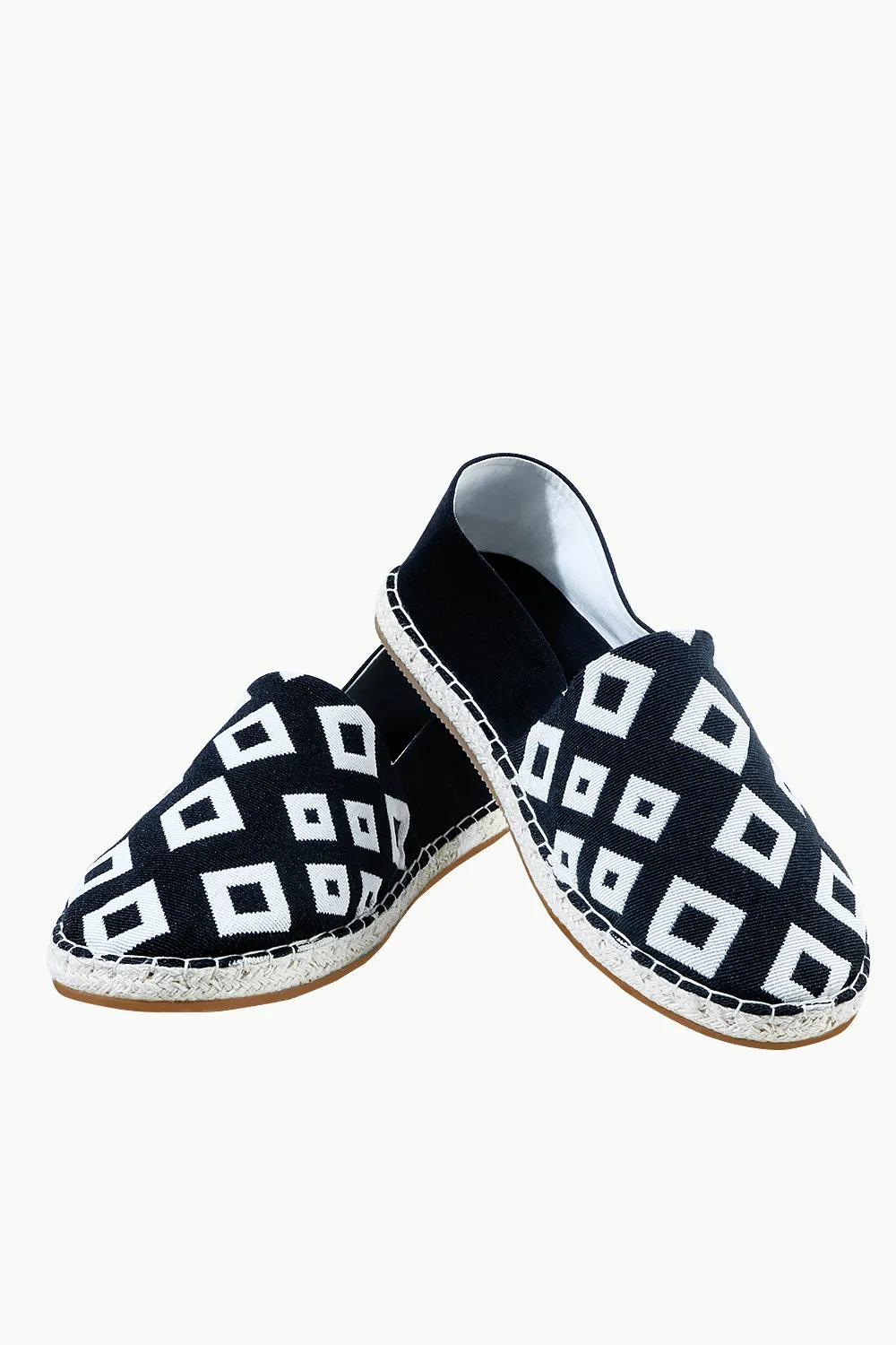 Mens Black n White Aztec Espadrilles