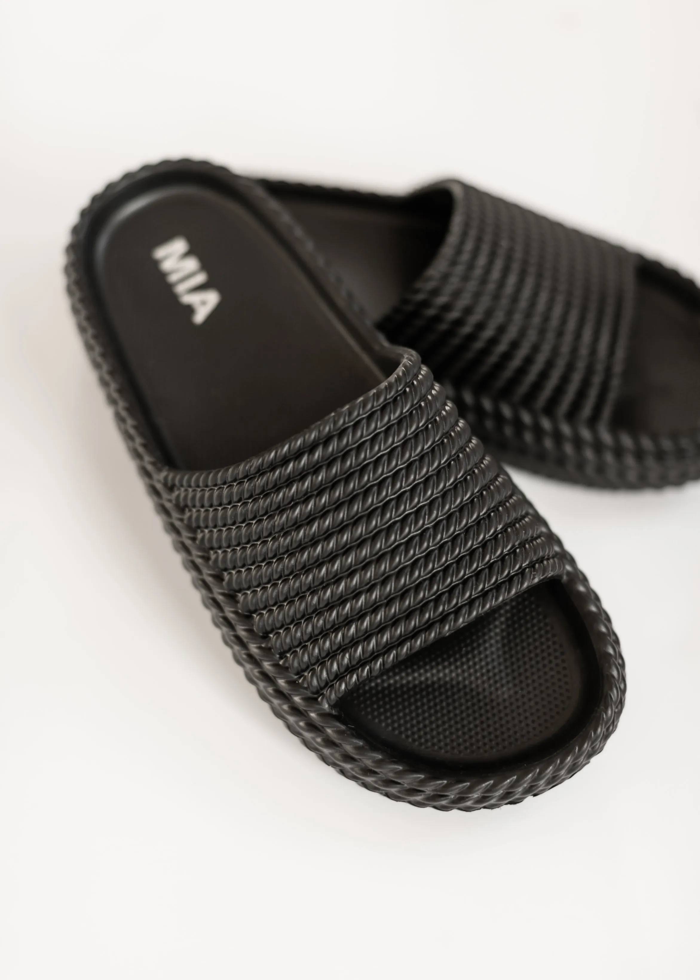 MIA™ Black Platform Cushioned Slide Sandal