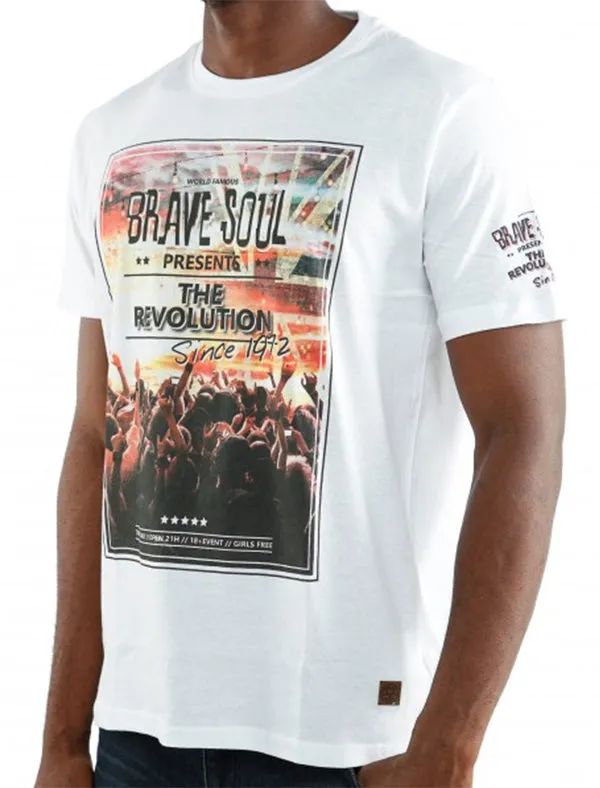 Party Graphic Print Crew Neck T-Shirt in White