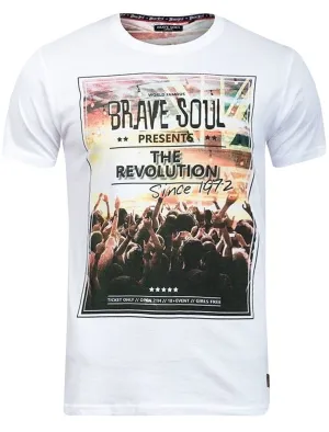 Party Graphic Print Crew Neck T-Shirt in White