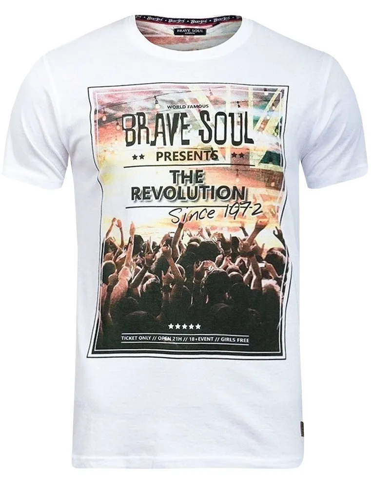 Party Graphic Print Crew Neck T-Shirt in White