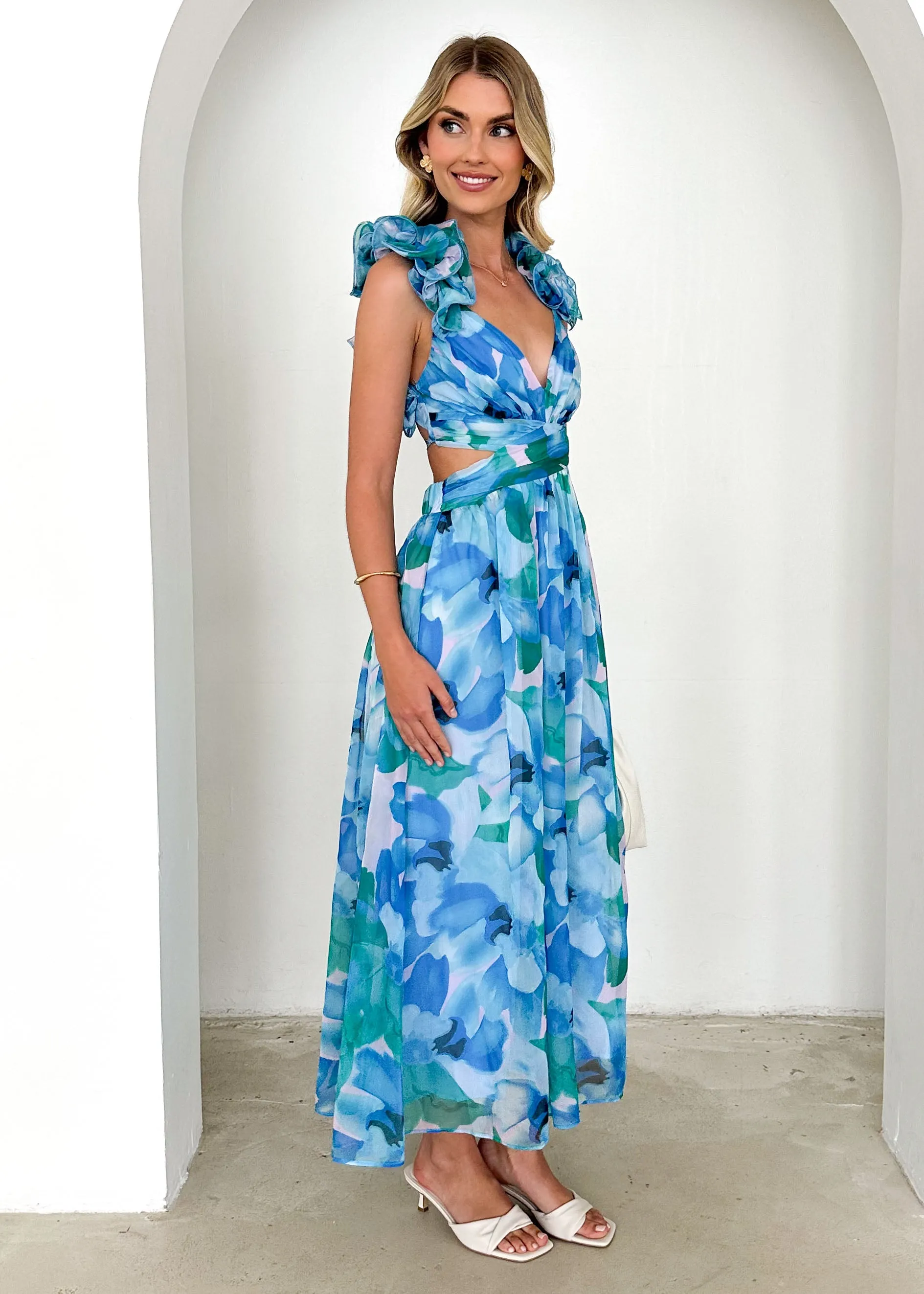 Rincess Maxi Dress - Blue Floral