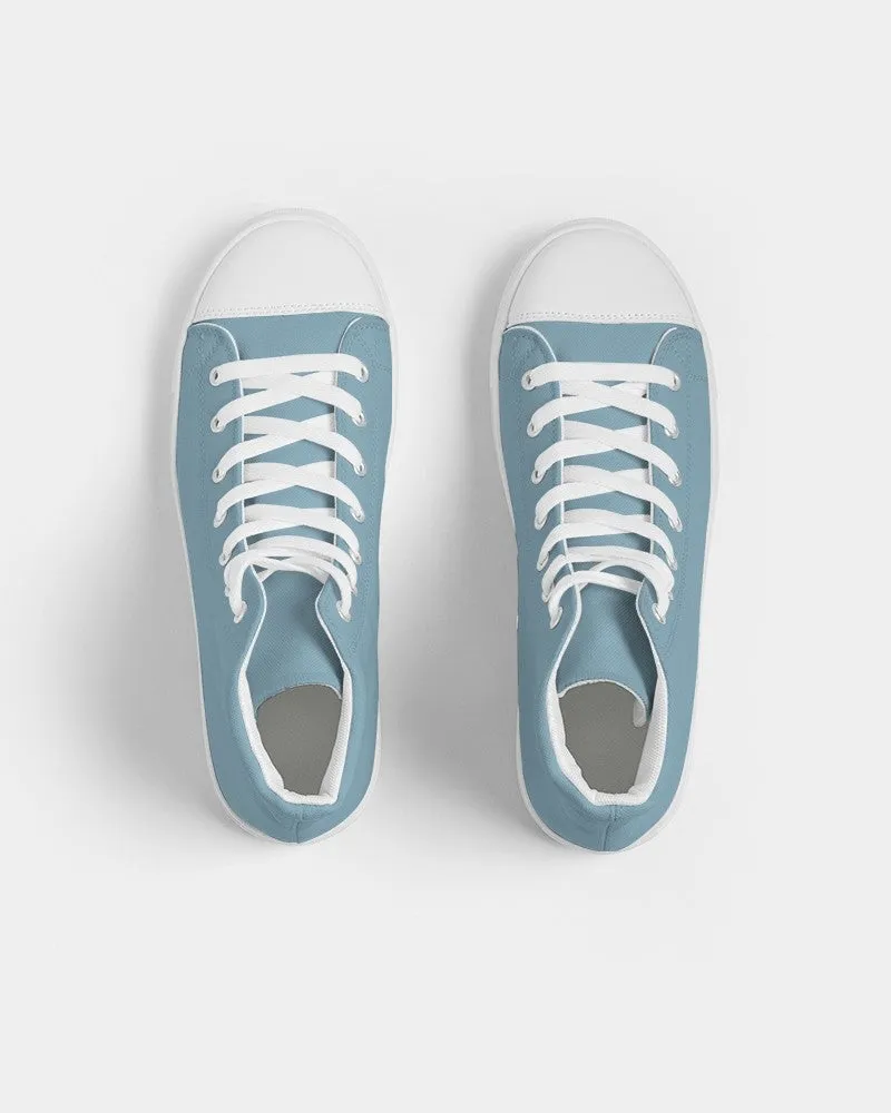 Shaded Pale Pastel Cyan Gray High-Top Canvas Sneakers | Women's | C30M0Y0K30