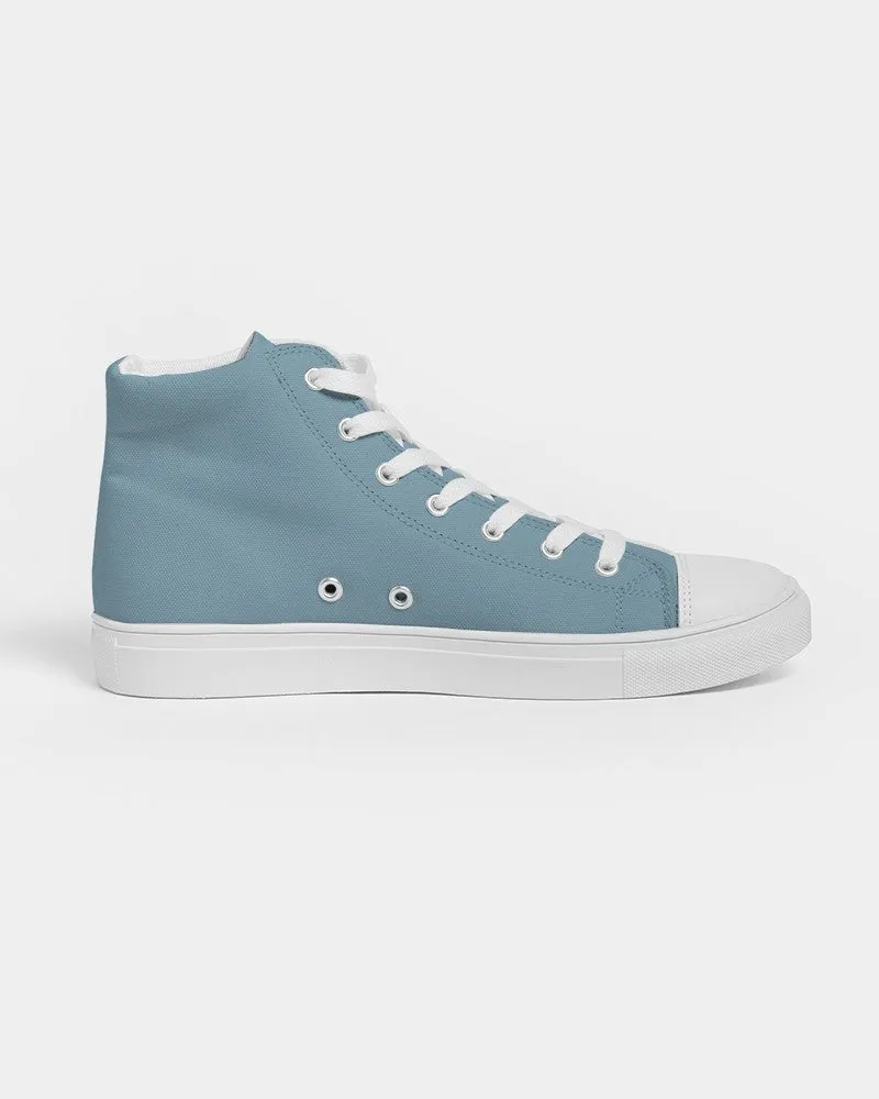 Shaded Pale Pastel Cyan Gray High-Top Canvas Sneakers | Women's | C30M0Y0K30