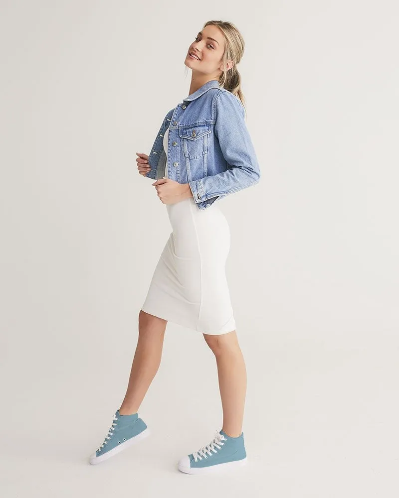 Shaded Pale Pastel Cyan Gray High-Top Canvas Sneakers | Women's | C30M0Y0K30