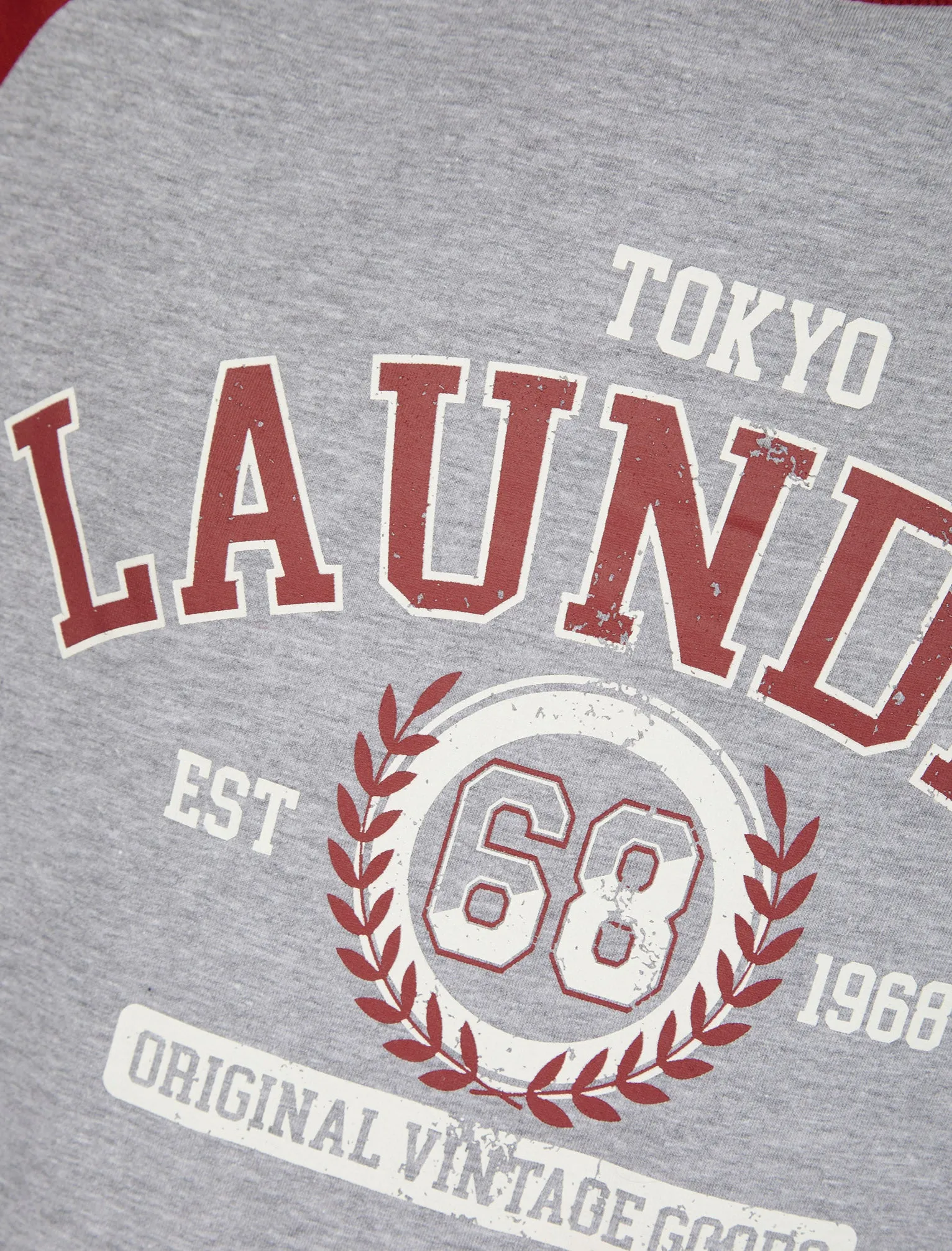 Summit Baseball Style Raglan Sleeve Crew Neck T-Shirt in Light Grey Marl - Tokyo Laundry