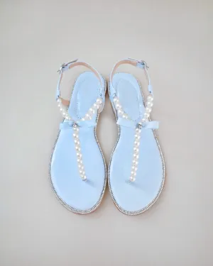 T-Strap Pearls Wedding Flat Sandals