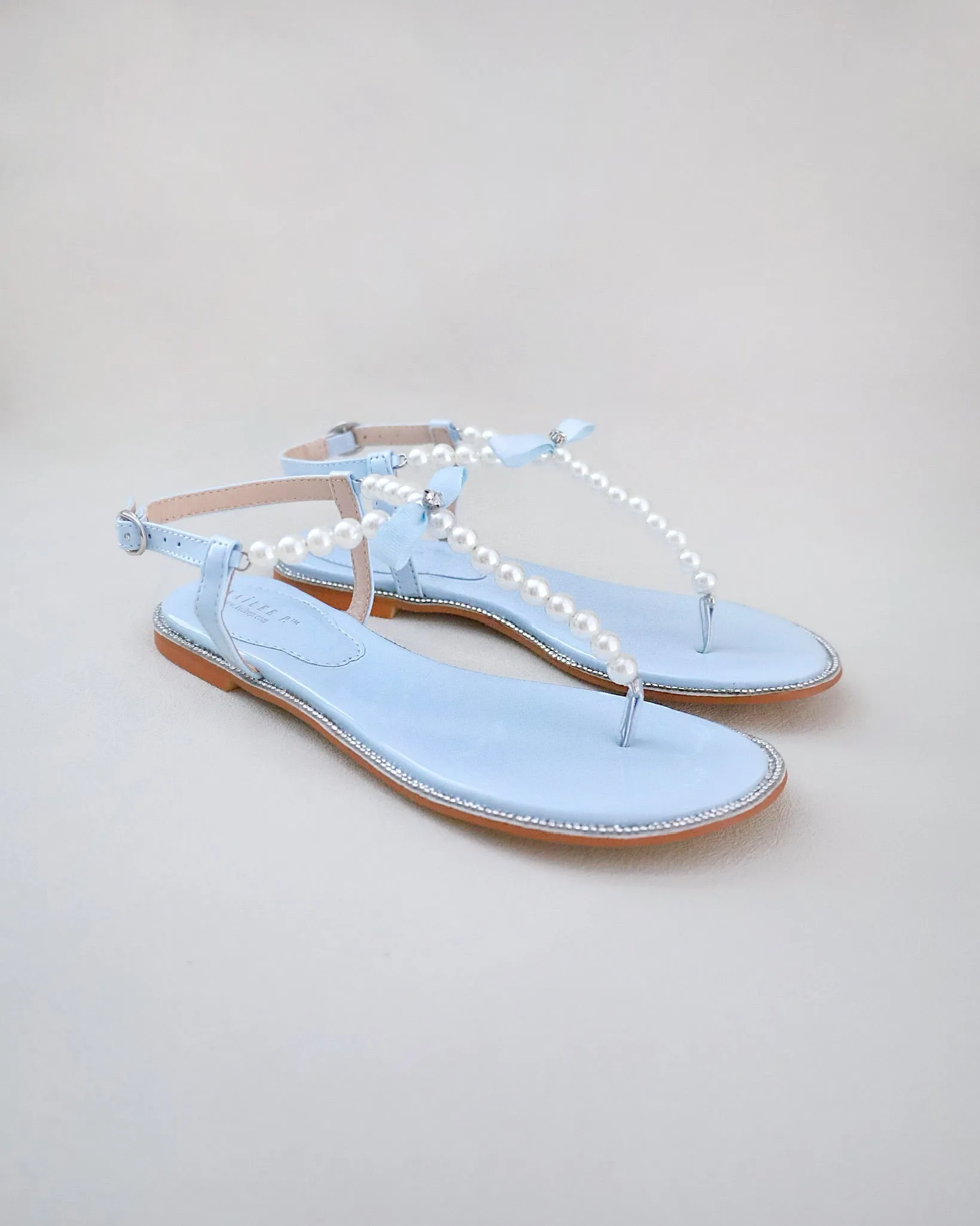 T-Strap Pearls Wedding Flat Sandals