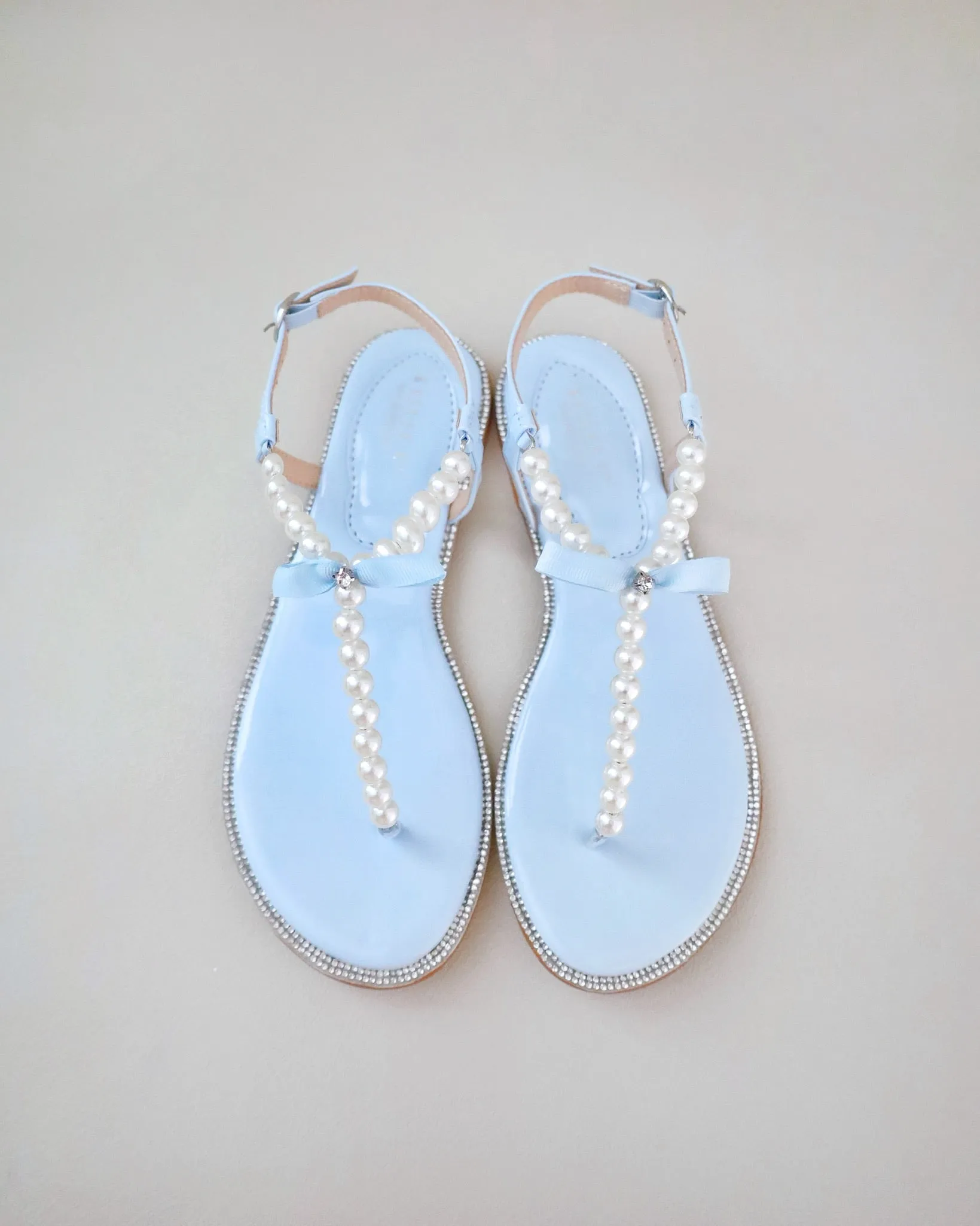 T-Strap Pearls Wedding Flat Sandals
