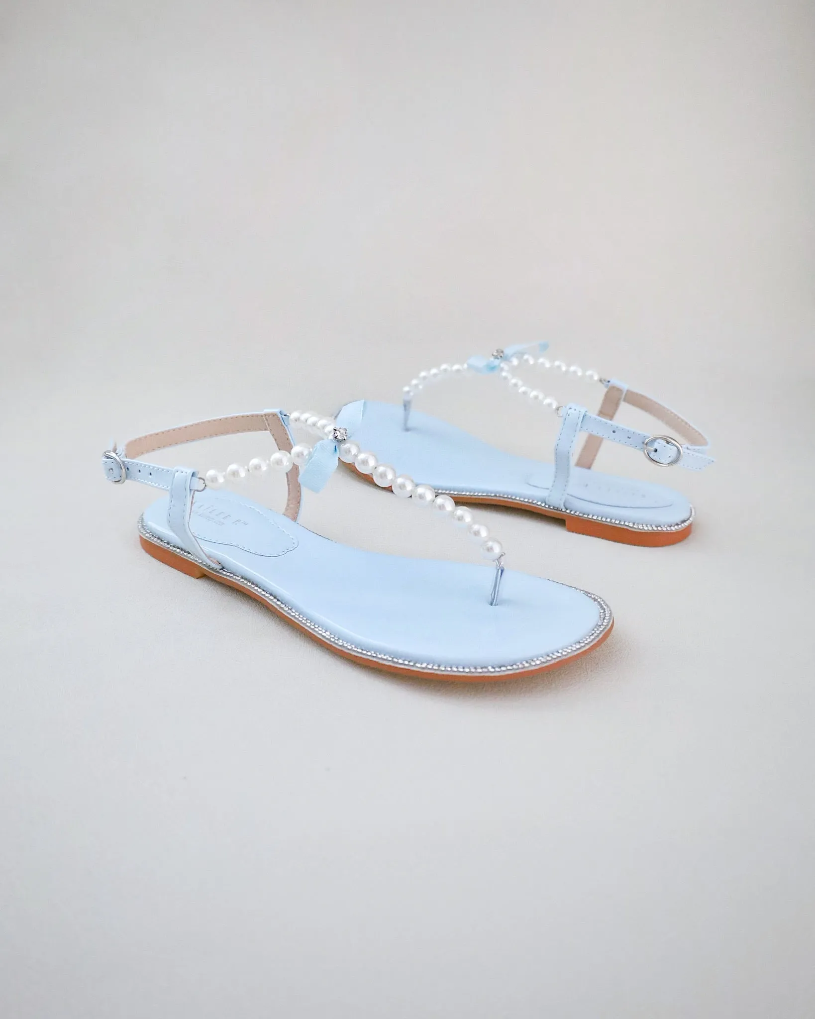 T-Strap Pearls Wedding Flat Sandals