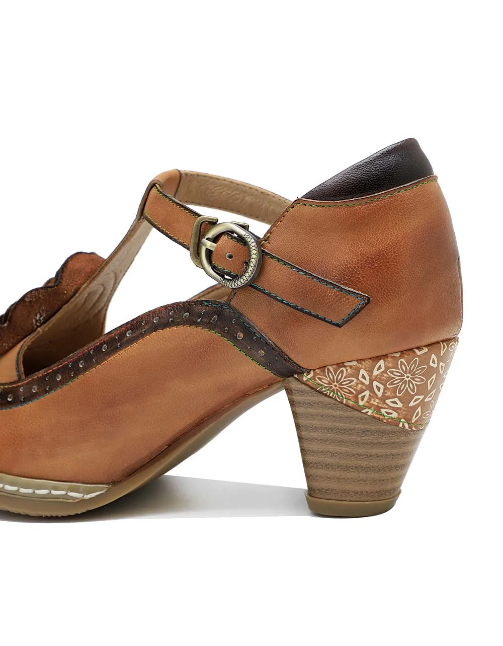 T-strap Vintage Elegant Chunky Heels Sandals