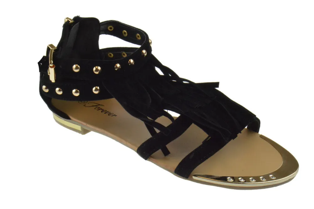 Tyler 26 Womens Gladiator Fringe Sandals