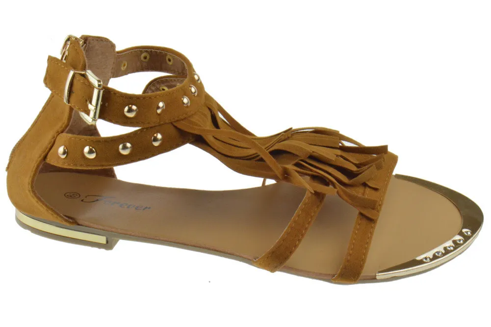 Tyler 26 Womens Gladiator Fringe Sandals