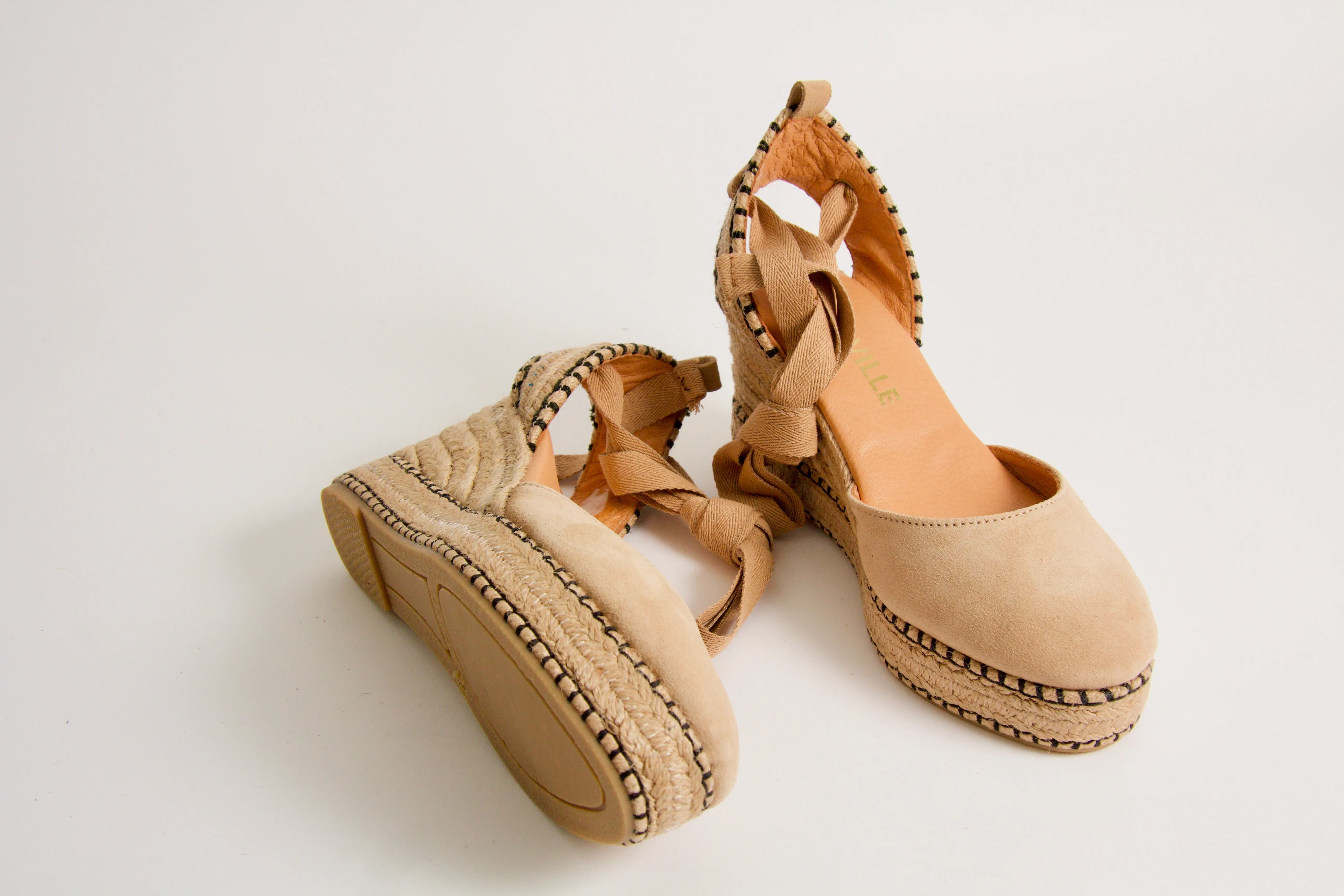 Valery Beige Wedge Espadrilles