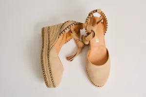 Valery Beige Wedge Espadrilles
