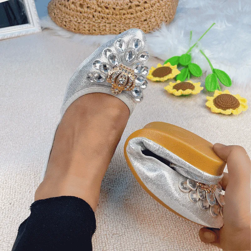 vanccy  Casual Comfort Dressy Flats For Wedding Bling Sparkly Bridal Shoes CF202