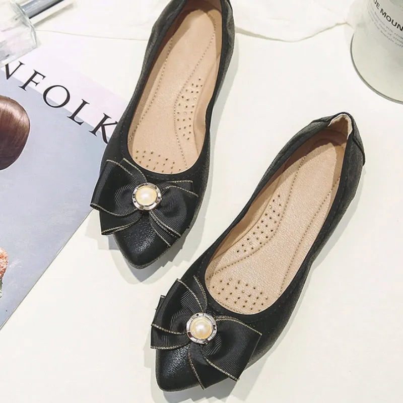 vanccy  Round Head Soft Bottom Shallow Mouth Mother Shoes Flat