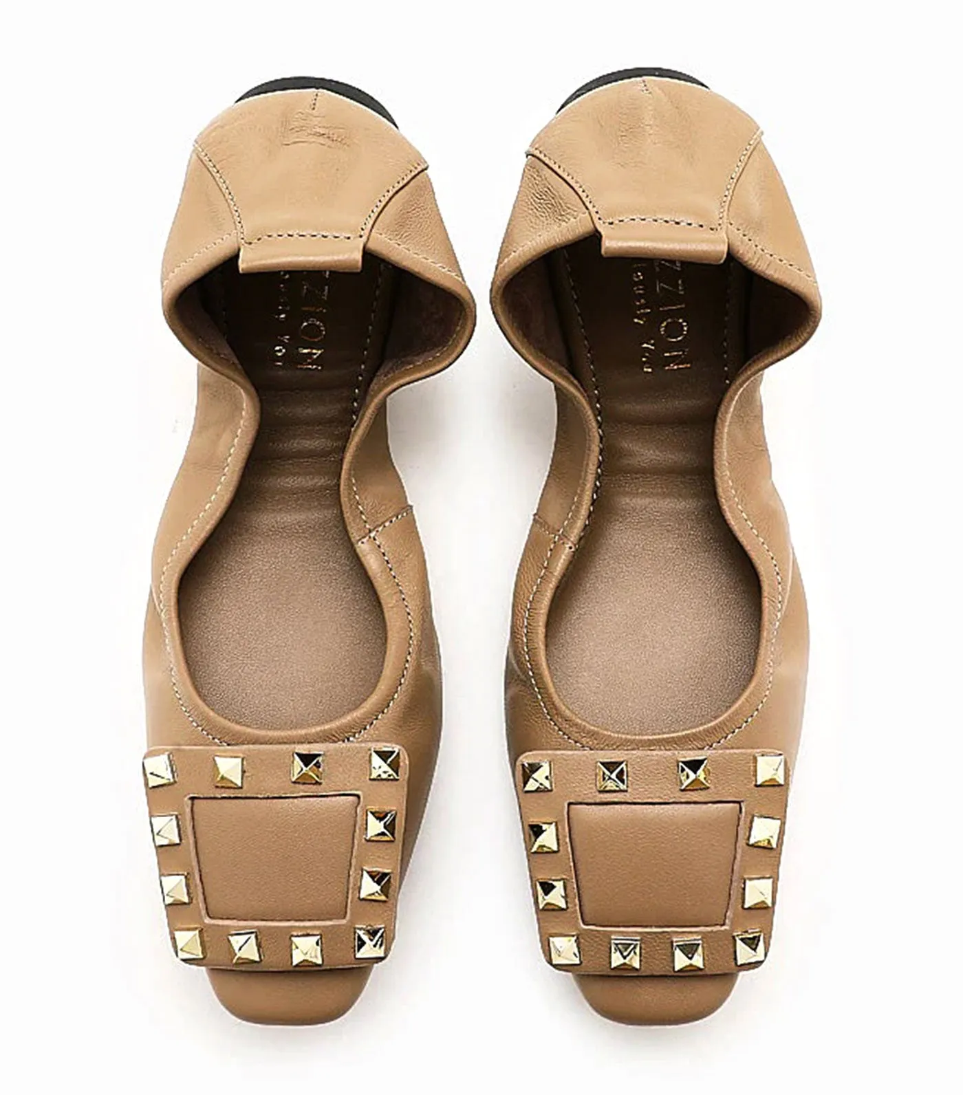 Vivienne Studded Foldable Flats Khaki